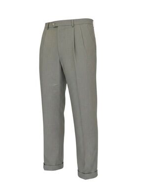 Perry Ellis America Mens 34x30 Gray Dress Pants Pleated Cuffed Wool Blend